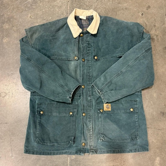 Carhartt Other - Vintage Carhartt CB5043 Duck Canvas Blanket Lined Chore Coat Green Mens Large
